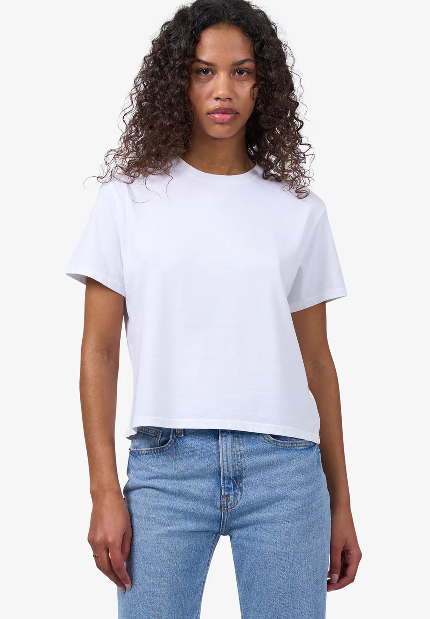 COLORFUL STANDARD - Organic Boxy Crop Tee - Optical White - BACKYARD