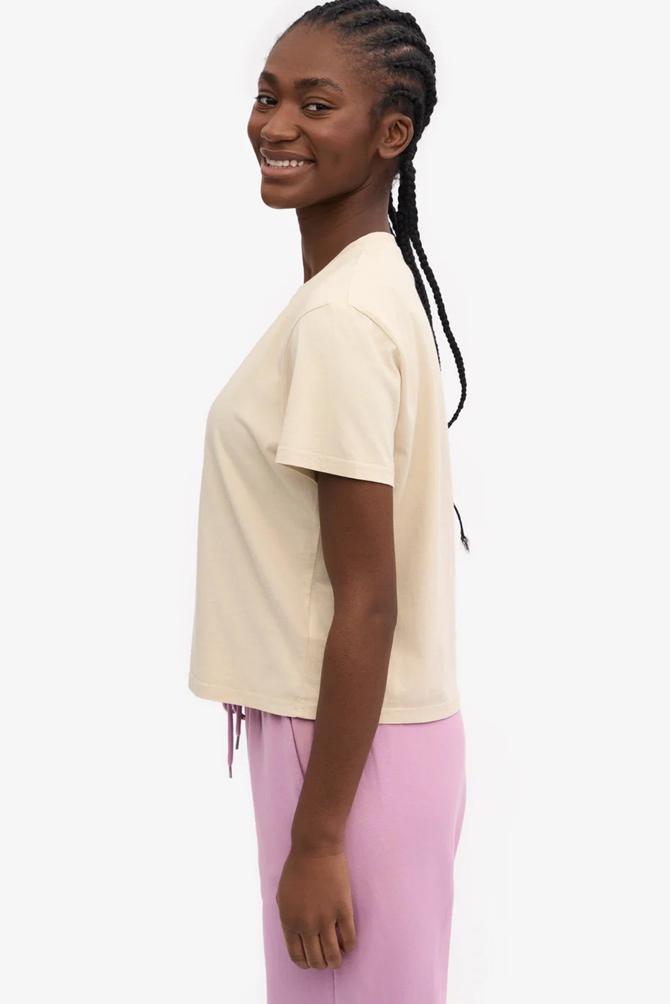 COLORFUL STANDARD - Organic Boxy Crop Tee - Ivory White - BACKYARD