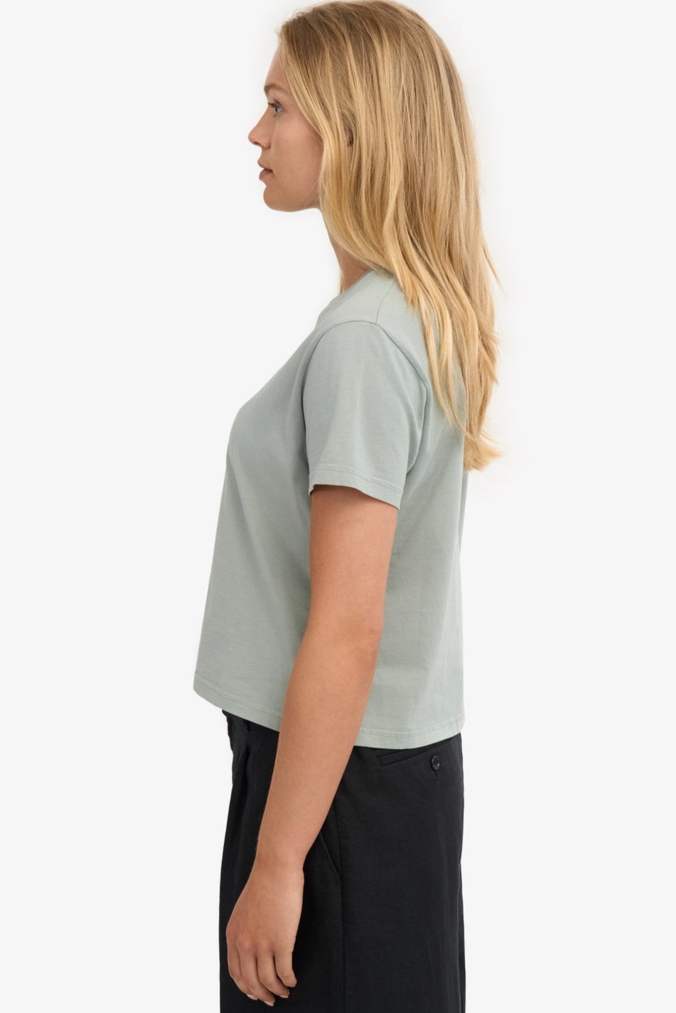 COLORFUL STANDARD - Organic Boxy Crop Tee - Steel Blue - BACKYARD