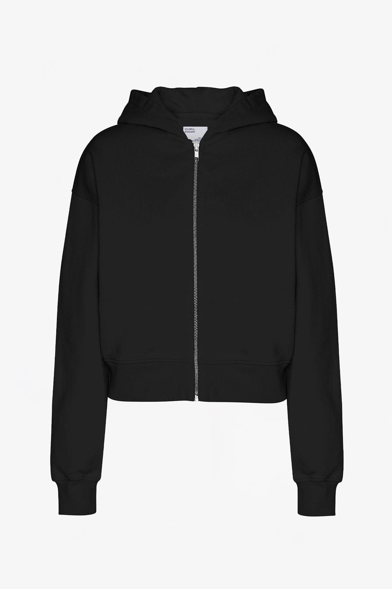 COLORFUL STANDARD - Organic Crop Zip Hood - Deep Black - BACKYARD
