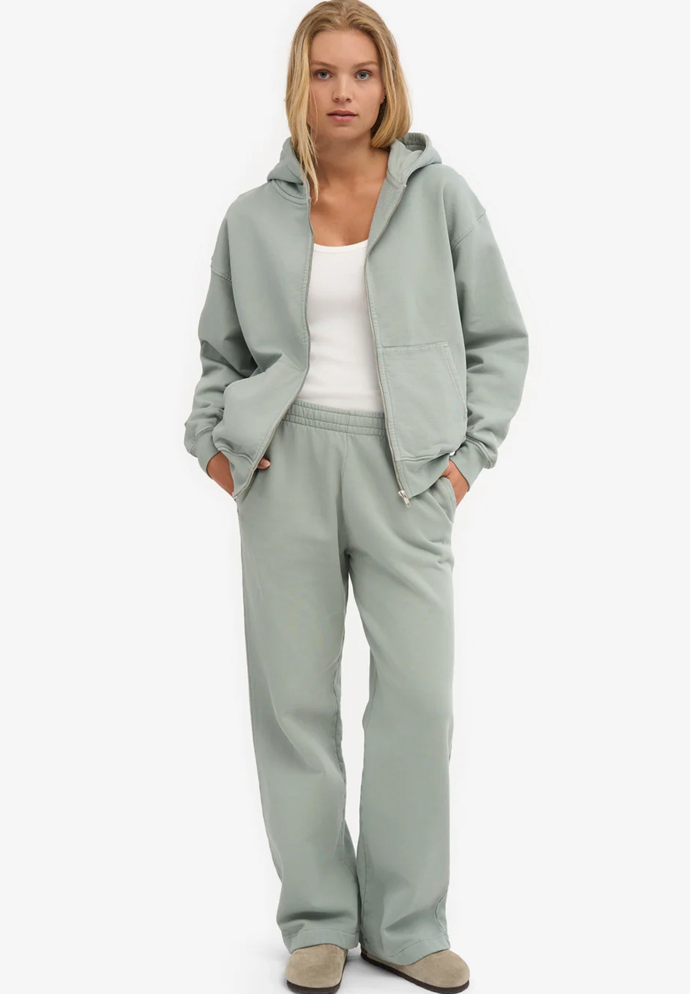 COLORFUL STANDARD - Organic Oversized Zip Hood - Steel Blue - BACKYARD