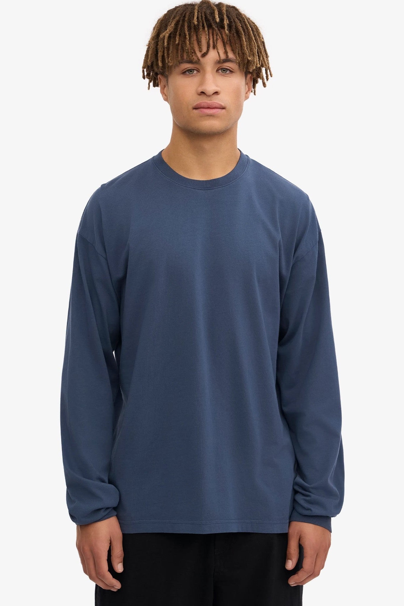 COLORFUL STANDARD - Oversized Organic L/S T-Shirt - Petrol Blue - BACKYARD
