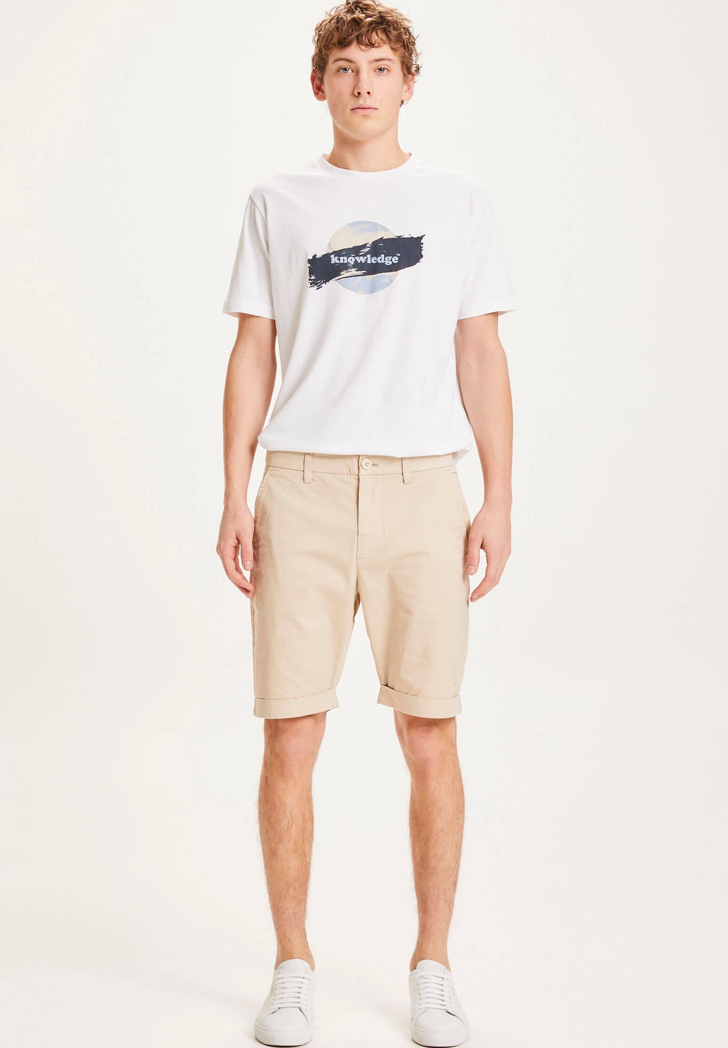 KNOWLEDGE COTTON - Chuck Regular Chino Poplin Shorts - Light Feather Gray - BACKYARD