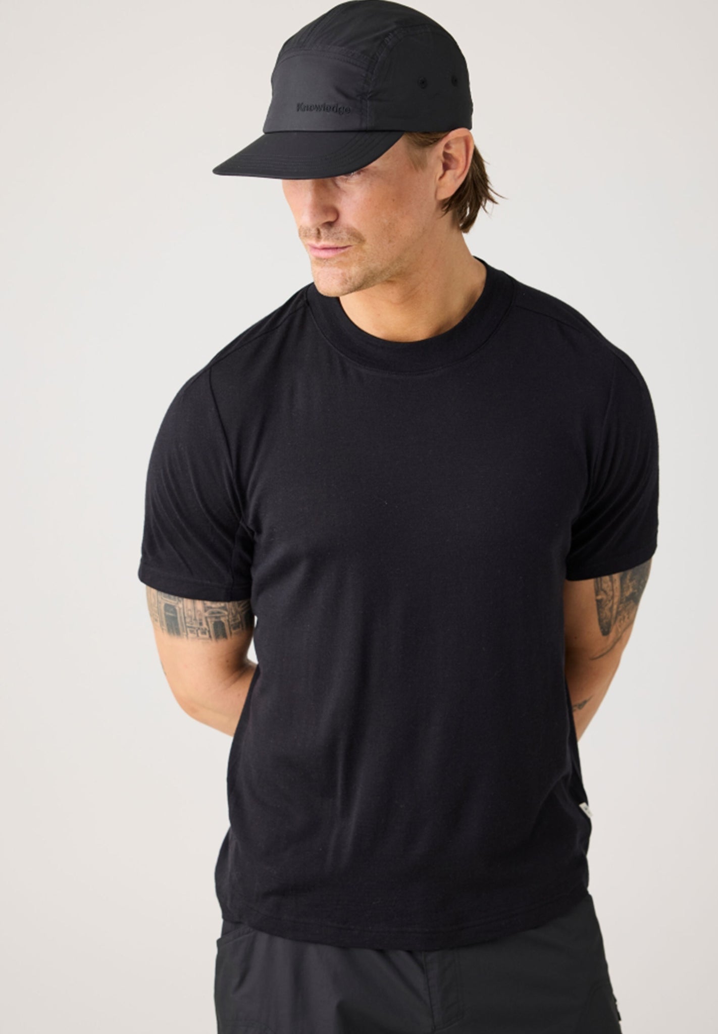 KNOWLEDGE COTTON - Dynamic Wool 175 Single Constructed T-Shirt - Black Jet - BACKYARD