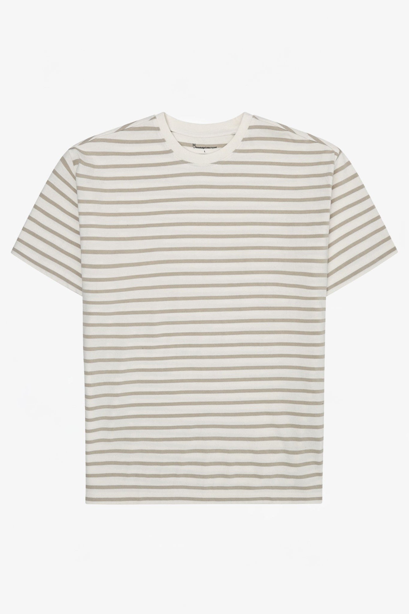 KNOWLEDGE COTTON - Organic Cotton Striped T-Shirt - Beige Stripe - BACKYARD