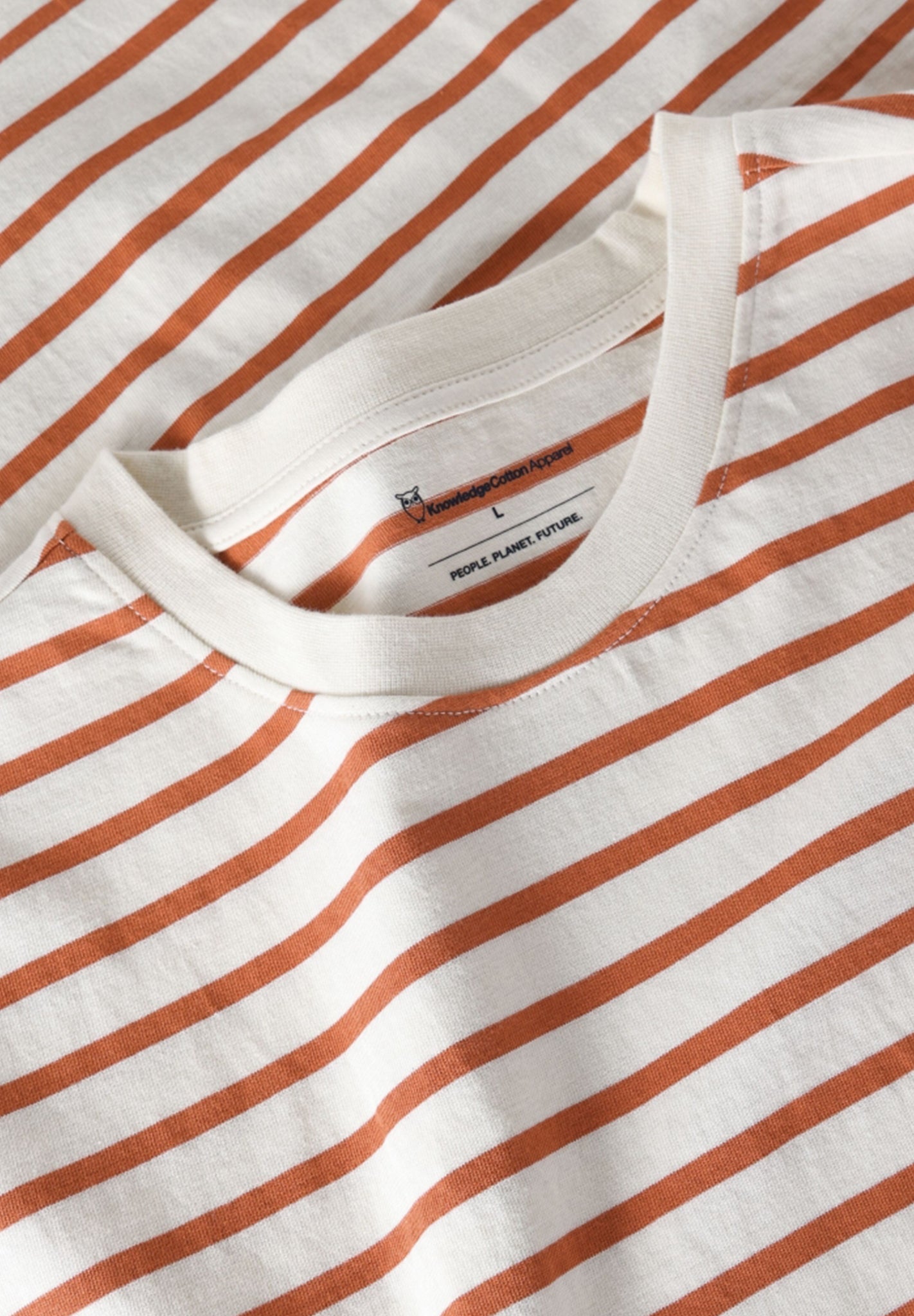 KNOWLEDGE COTTON - Organic Cotton Striped T-Shirt - Red Stripe - BACKYARD