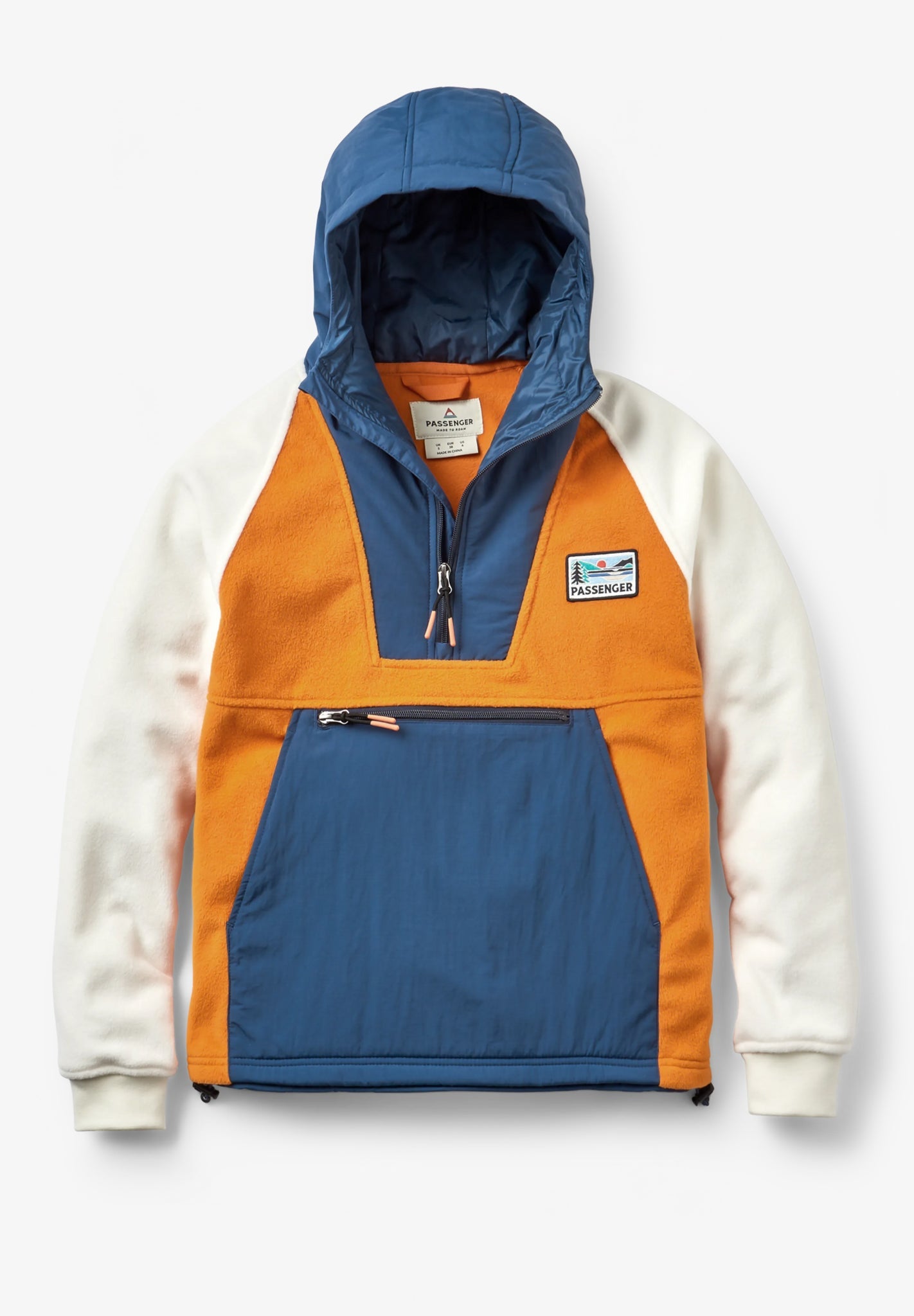 PASSENGER - Alexander 3.0 Recycled Hooded Polar Fleece - Sunrise Orange - BACKYARD