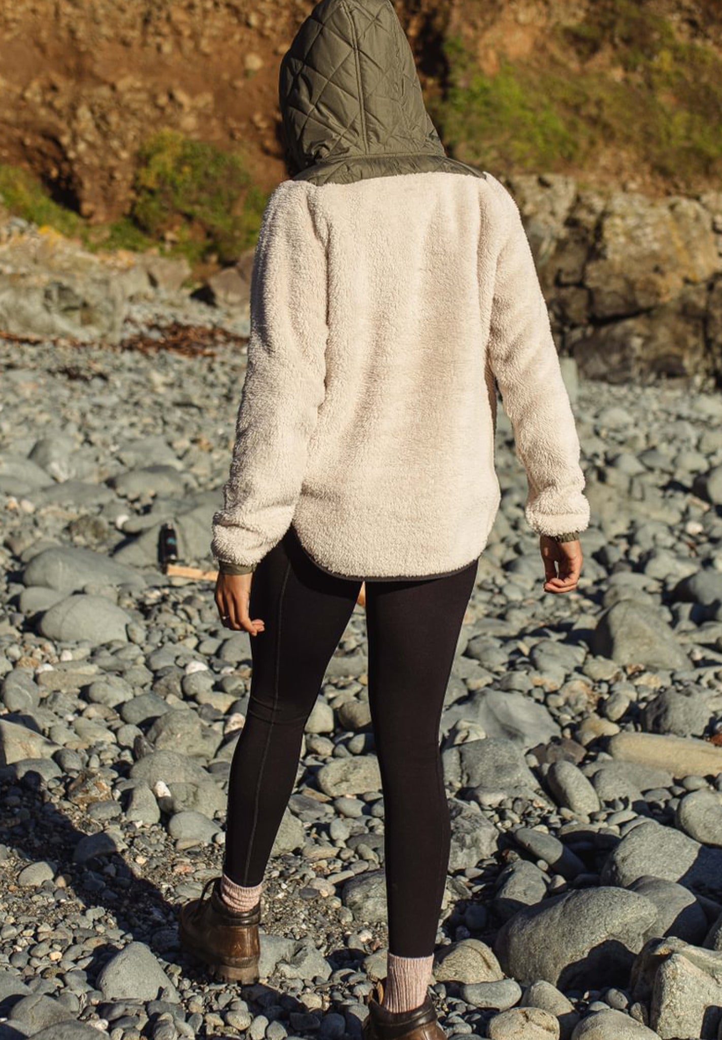 PASSENGER - Beaumont Recycled Sherpa Hooded Fleece - Vintage White - BACKYARD