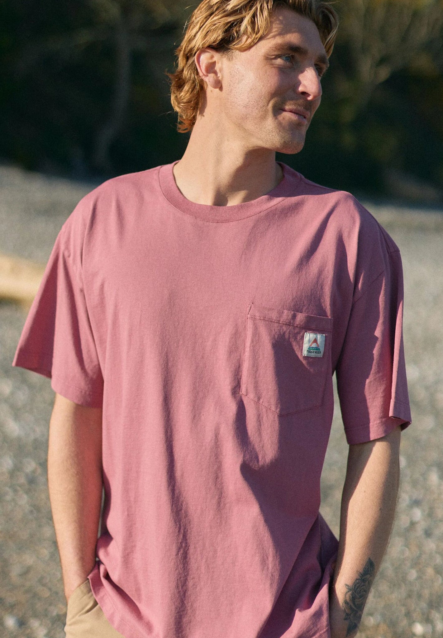 PASSENGER - Heritage Recycled Relaxed Fit T-Shirt - Mauve Dusk - BACKYARD