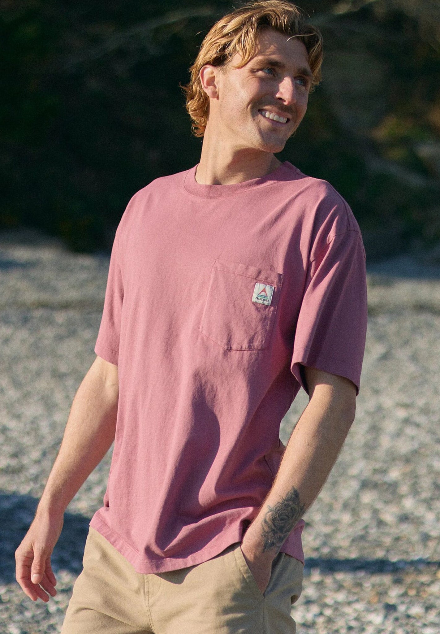 PASSENGER - Heritage Recycled Relaxed Fit T-Shirt - Mauve Dusk - BACKYARD