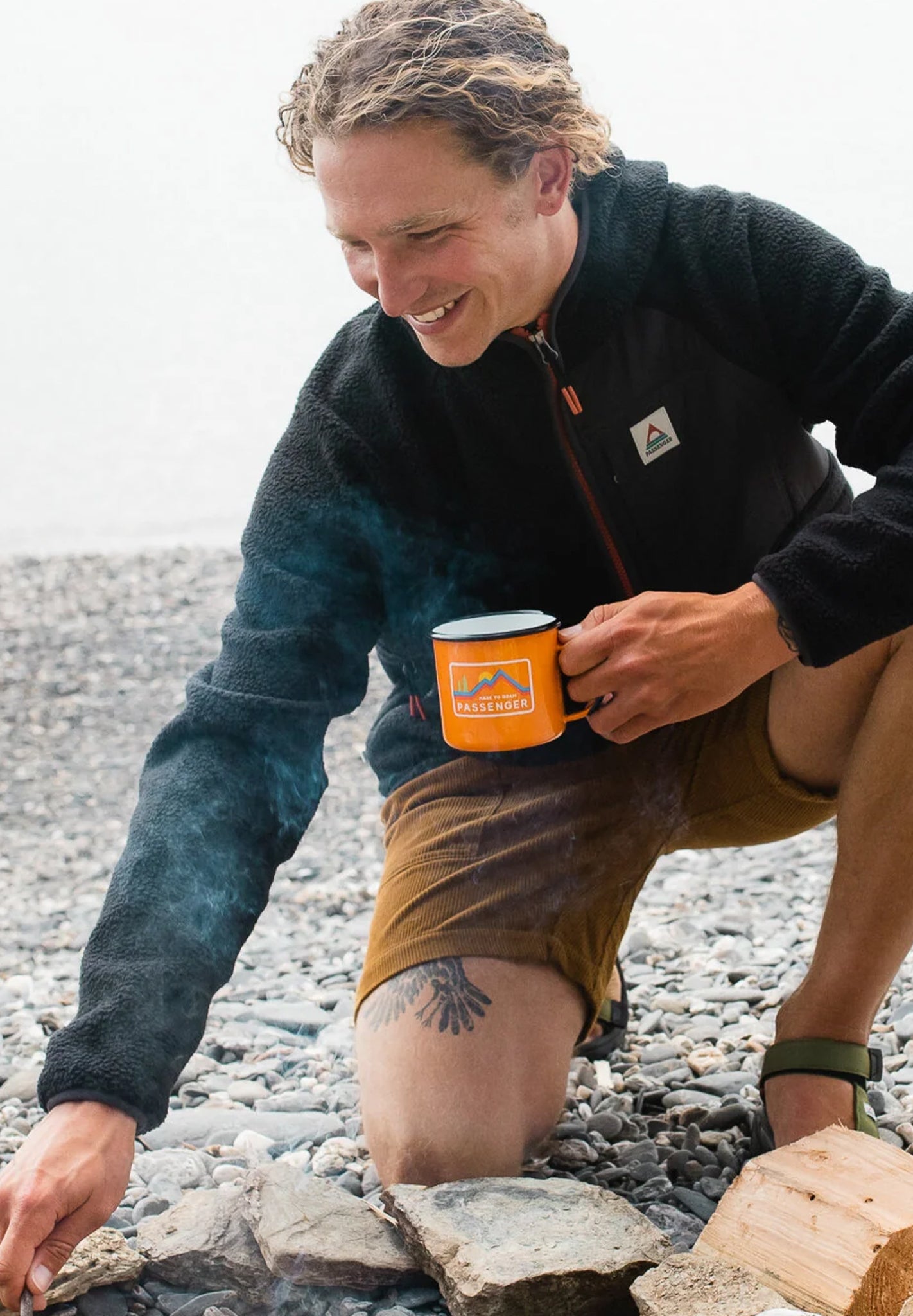 PASSENGER - Ventura 1/2 Zip Recycled Sherpa Fleece - Black - BACKYARD