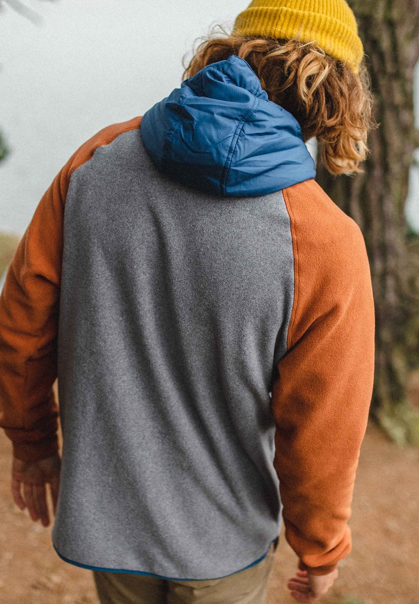 PASSENGER - Woodland Hooded 1/2 Zip Recycled Polar Fleece - Grey Marl - BACKYARD