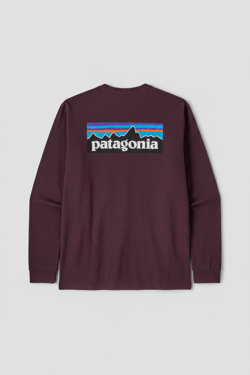 PATAGONIA-Men's Longsleeve P-6 Logo Responsibili-Tee-Berry Fig-BACKYARD