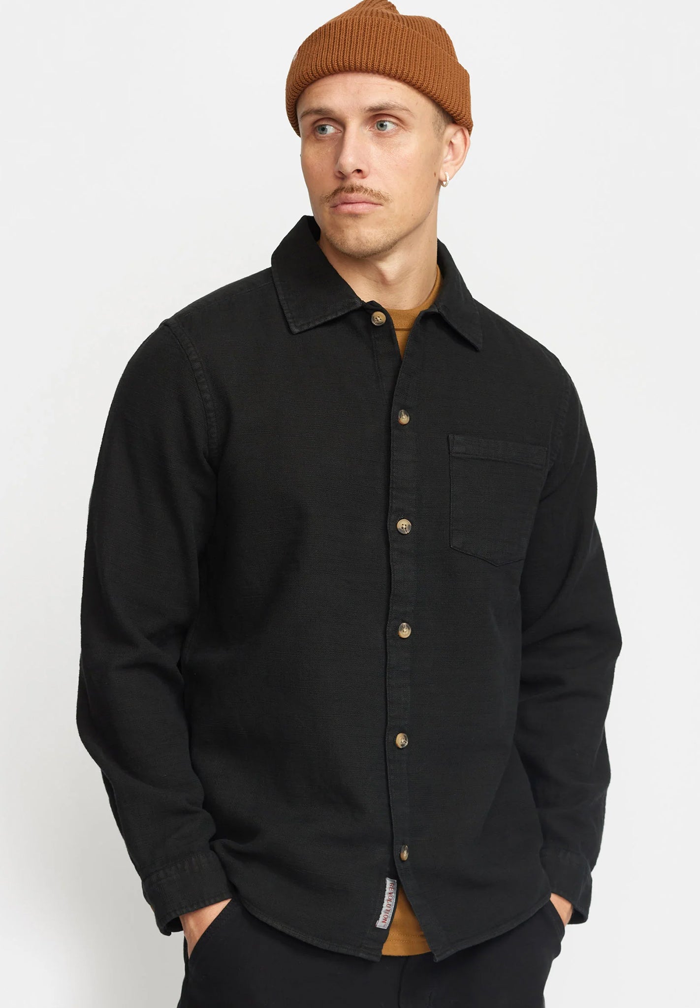 REVOLUTION - 3997 Casual Overshirt - Black - BACKYARD