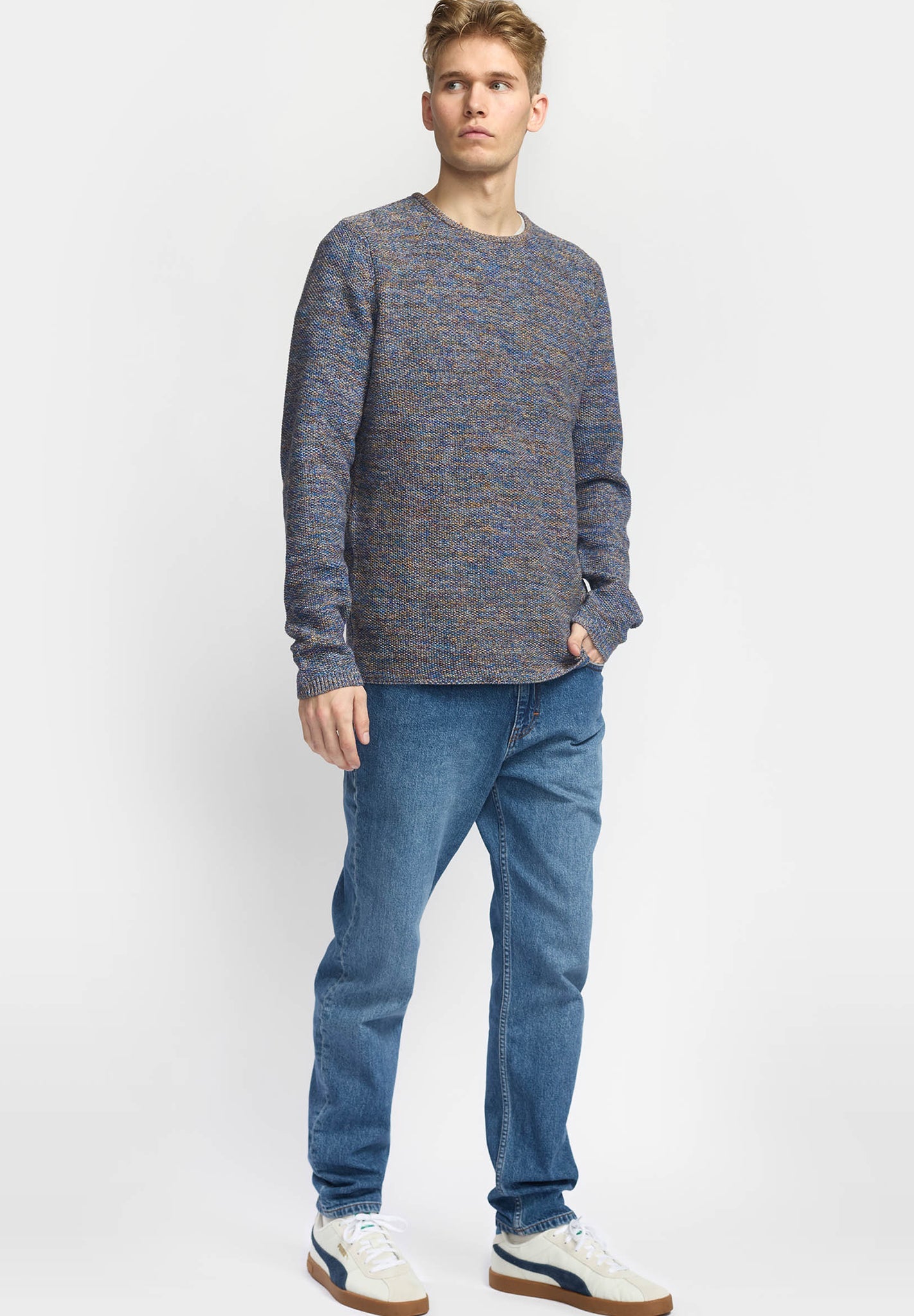 REVOLUTION - 6009 Knit Sweater - Blue Mix - BACKYARD