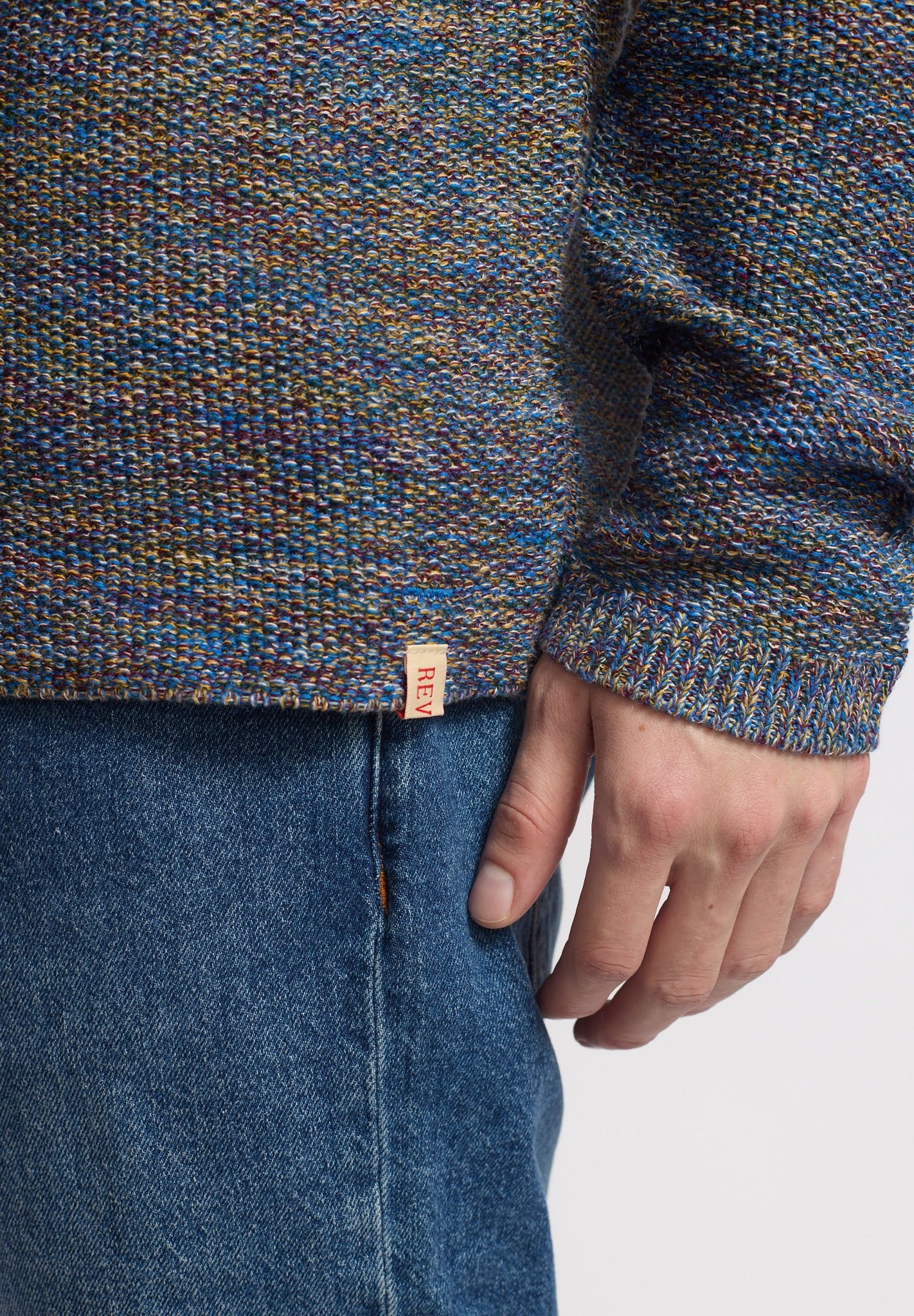 REVOLUTION - 6009 Knit Sweater - Blue Mix - BACKYARD