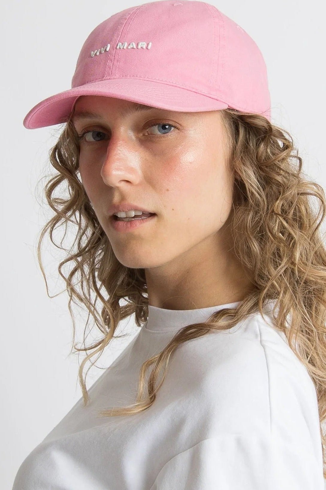 VIVI MARI-Cap Solid-Pink White-BACKYARD