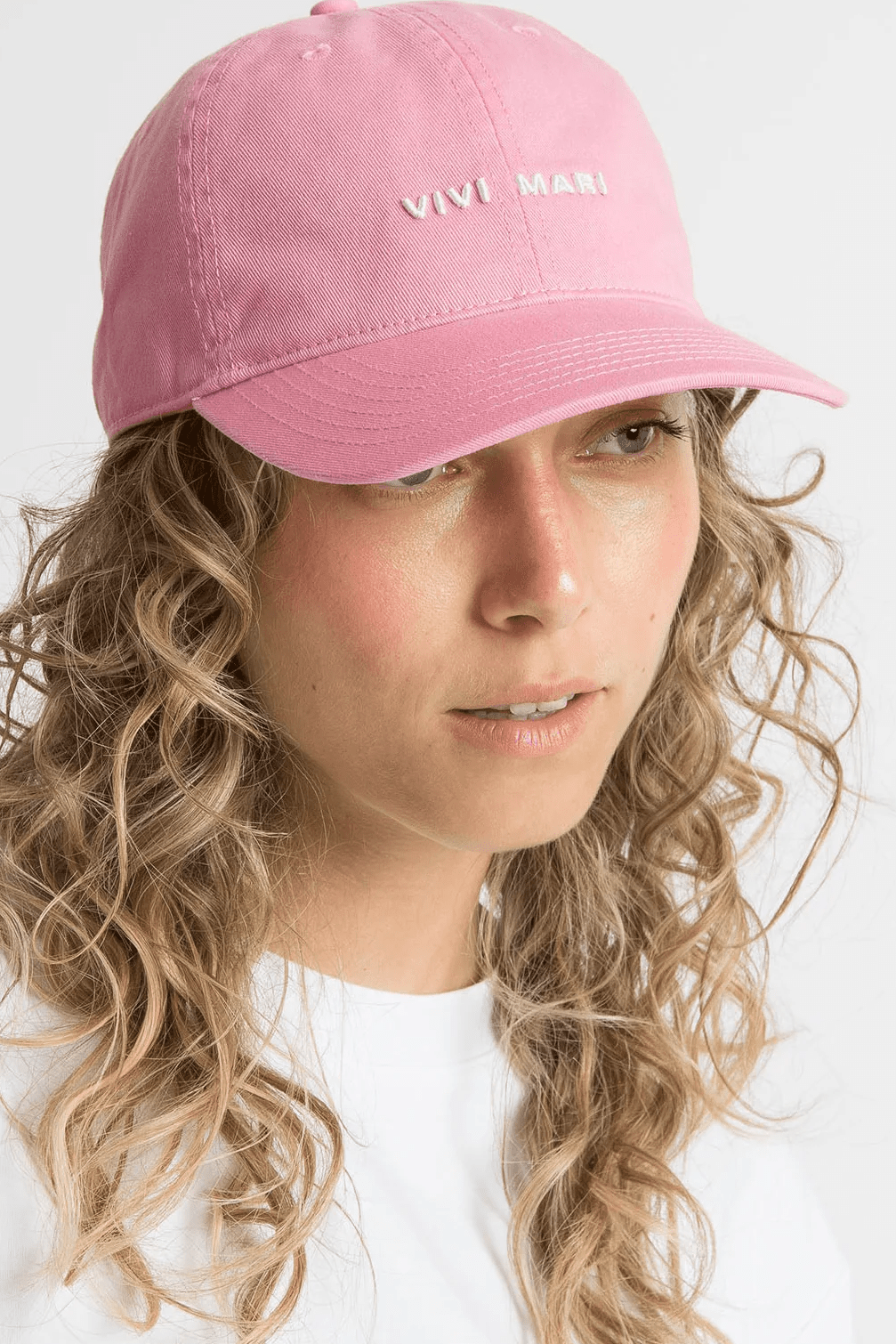 VIVI MARI-Cap Solid-Pink White-BACKYARD