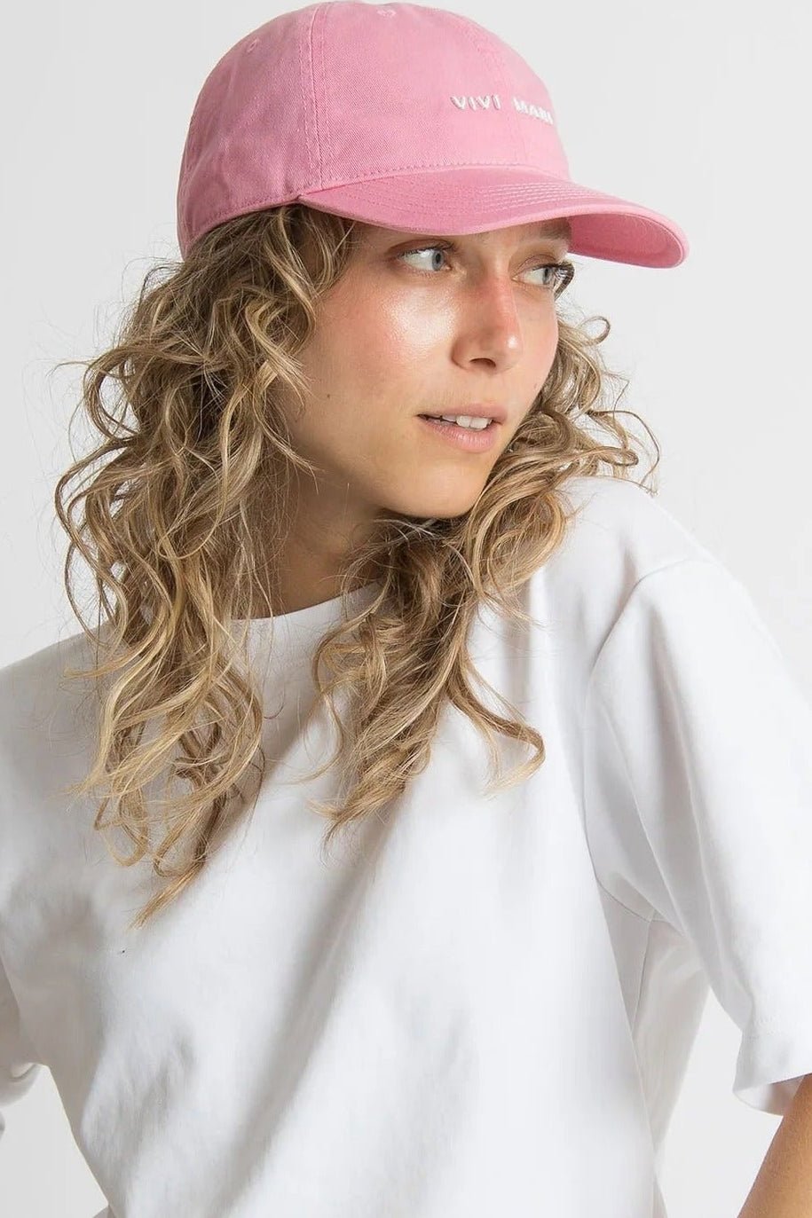 VIVI MARI-Cap Solid-Pink White-BACKYARD