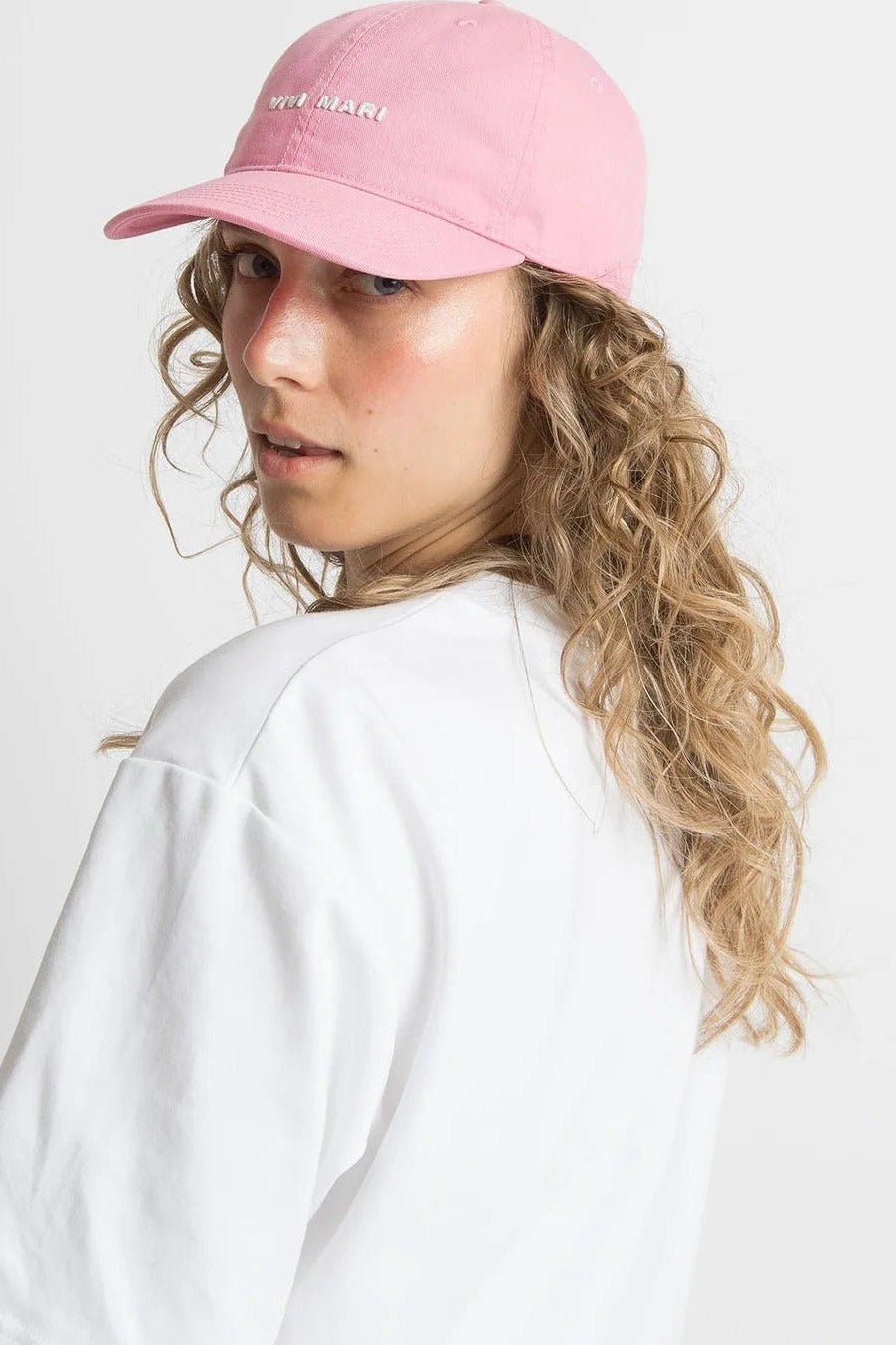 VIVI MARI-Cap Solid-Pink White-BACKYARD