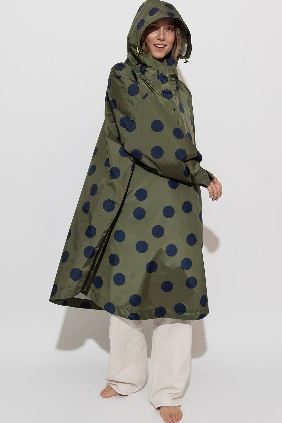 VIVI MARI-Raincoat Dots-Olive Navy-BACKYARD