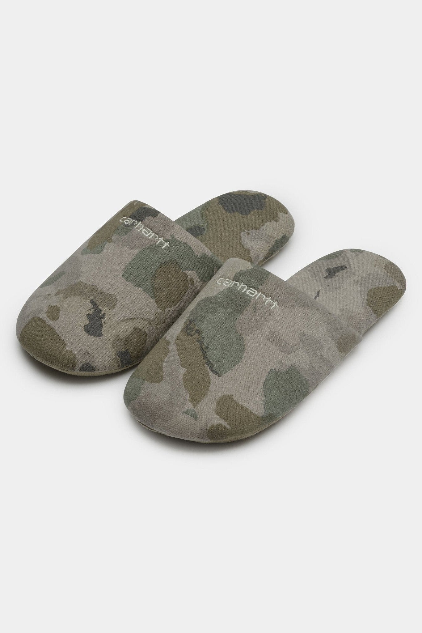 CARHARTT WIP - Script Embroidery Slippers - Camo Tide Thyme Wax - BACKYARD