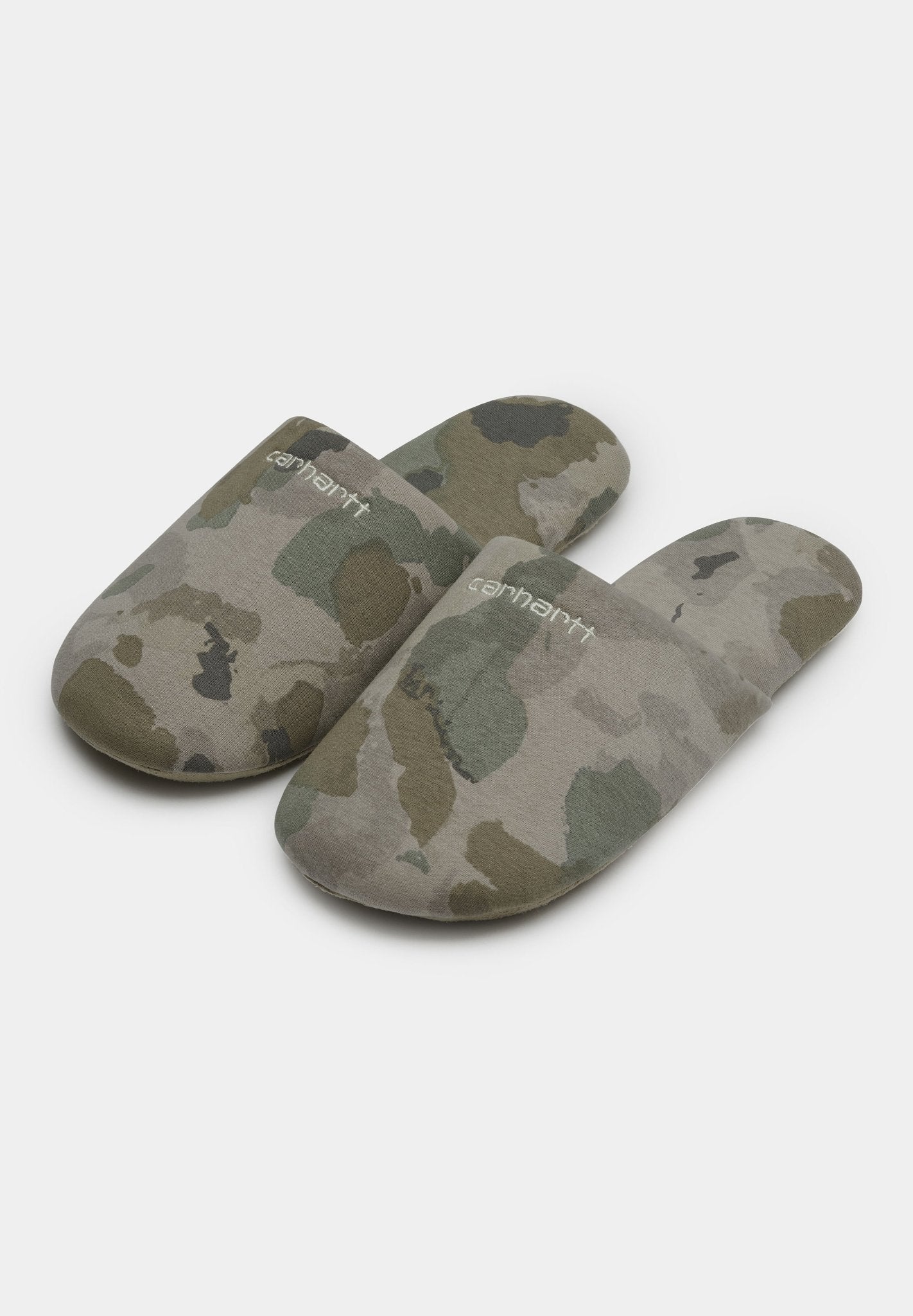 CARHARTT WIP - Script Embroidery Slippers - Camo Tide Thyme Wax - BACKYARD